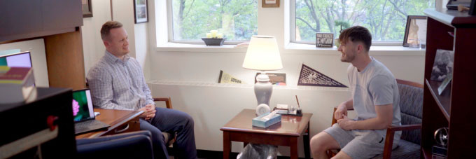 A student attends a counseling session.